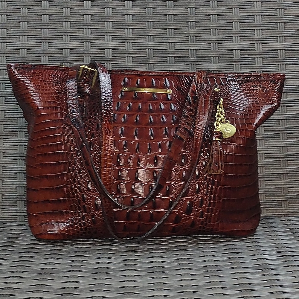 Brahmin Brown Crocodile-Embossed Tote Luxurious Craftsmanship
